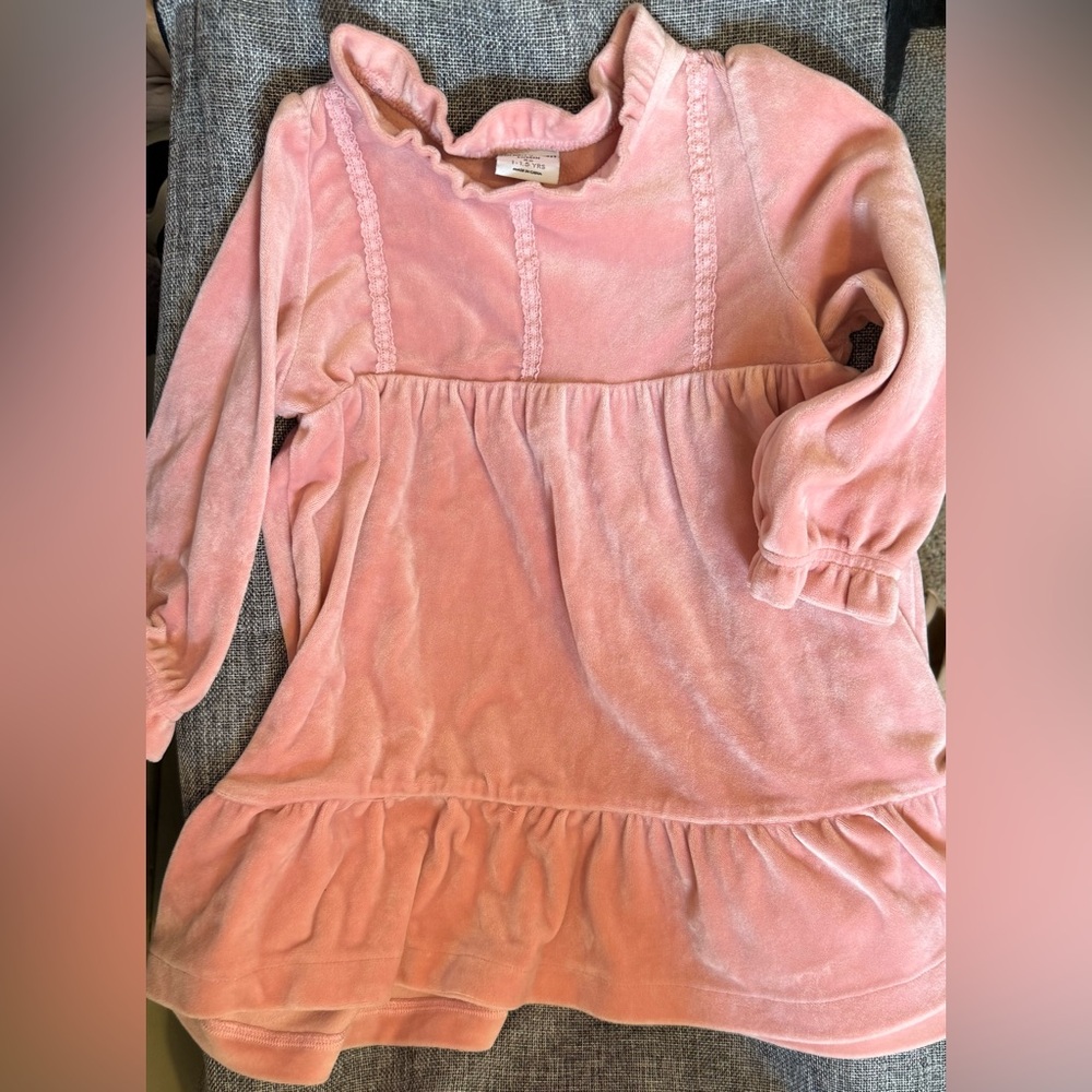 Beautiful Pink Velvet Long Sleeve Dress